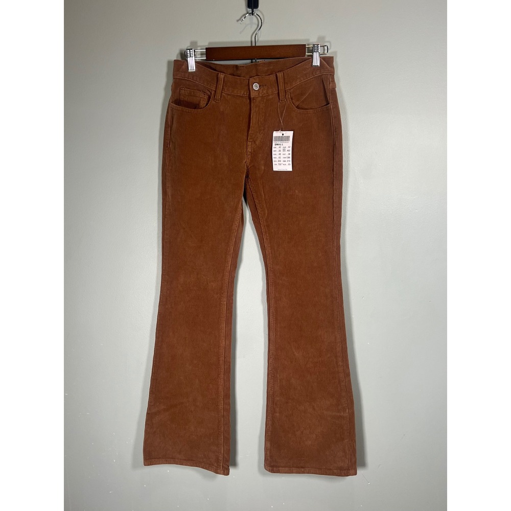 John Galt Corduroy Pants Flare Brown Mid Rise Hippie Bohemian Retro Women's Sz S